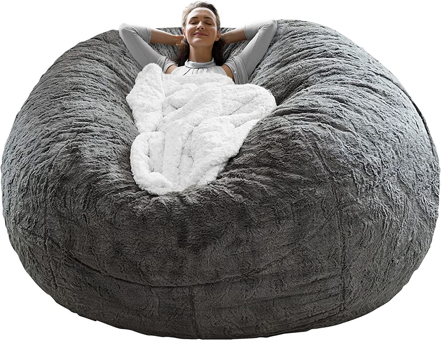 Bag Chair Cover(it was only a Cover; not a Full Bean Bag) Chair Cushion; Big Round Soft Fluffy PV Velvet Sofa Bed Cover; Living Room Furniture; La Bag Chair Cover(it was only a Cover; not a Full Bean Bag) Chair Cushion; Big Round Soft Fluffy PV Velvet Sofa Bed Cover; Living Room Furniture; La