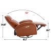 Yellow Brown Genuine Leather Swivel and Rocker Power Recliner Chair with Lumbar Support, Max Swivel Degree 270¬∞