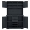 Coffee Bar Cabinet Kitchen Cabinet with Storage, Farmhouse Wine Cabinet with Drawers shelves and cabinets