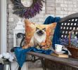 Himalayan Cat in Fall Leaves Throw Pillow Machine Washable, Indoor Outdoor Decorative Pillow for Couch, Bed or Patio, 18Hx18W