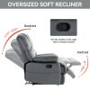 Large Manual Recliner Chair in Fabric for Living Room, Grey