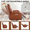 Yellow Brown Genuine Leather Swivel and Rocker Power Recliner Chair with Lumbar Support, Max Swivel Degree 270¬∞