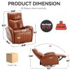 Yellow Brown Genuine Leather Swivel and Rocker Power Recliner Chair with Lumbar Support, Max Swivel Degree 270¬∞