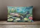 NEW Watercolor Wildlife Throw Pillow Throw Pillow for Indoor Couch Bed Outdoor Patio Washable, Alligator 2870,12Hx16W