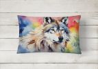 NEW Watercolor Wildlife Throw Pillow Throw Pillow for Indoor Couch Bed Outdoor Patio Washable, Wolves 3009,12Hx16W