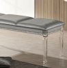 Antique Classic Silver 1pc Bench Only Contemporary Solid wood Acrylic Legs Crystal And Mirror Accent