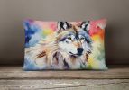 NEW Watercolor Wildlife Throw Pillow Throw Pillow for Indoor Couch Bed Outdoor Patio Washable, Wolves 3009,12Hx16W