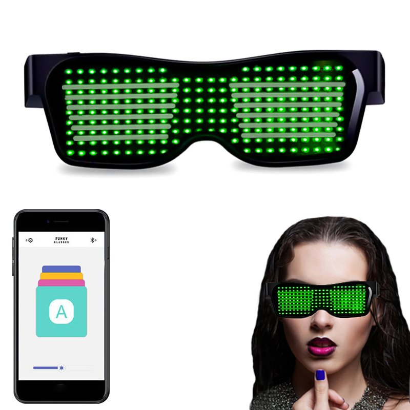 Bluetooth Led Party Glasses App Control Luminous Glasses Editable Text DIY Charge Flashing Eyewear Christmas Concert Sunglasses Bluetooth Led Party Glasses App Control Luminous Glasses Editable Text DIY Charge Flashing Eyewear Christmas Concert Sunglasses