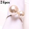 24pcs Elegant Pearls Napkin Rings Metal Napkin Holders U-Shaped Napkin Buckle Wedding Gifts Party Christmas Festival Table Decor